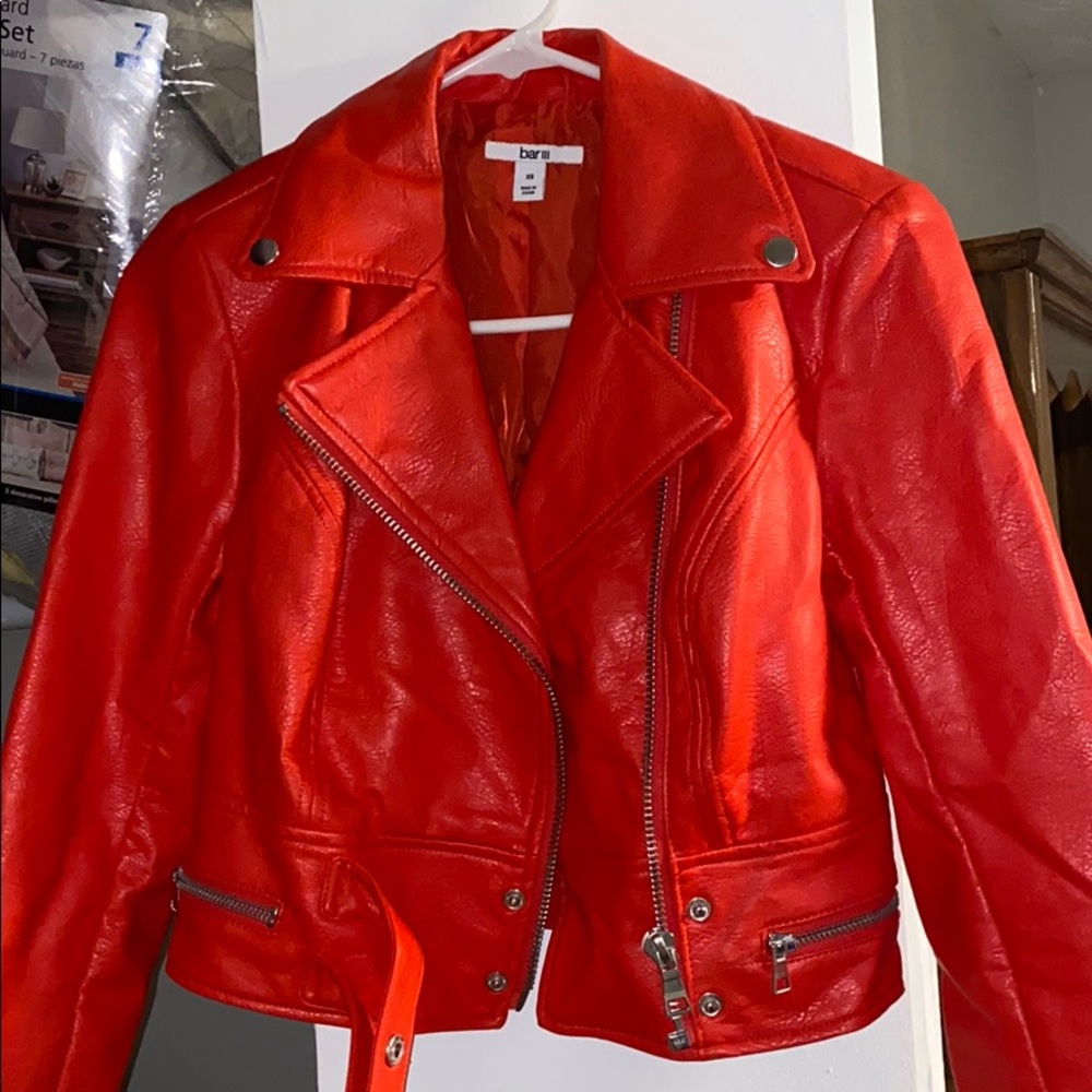 Orange Moto Leather Jacket